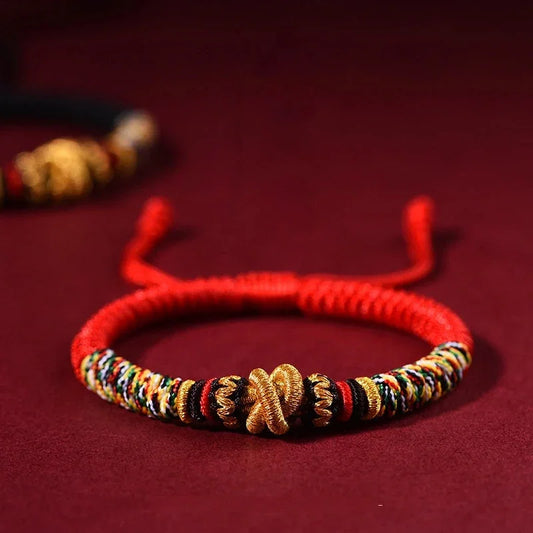 Vibrant Red Hand Woven Buddhist Rope Bracelet For Snake Year Blessings - Buddha Blessing You