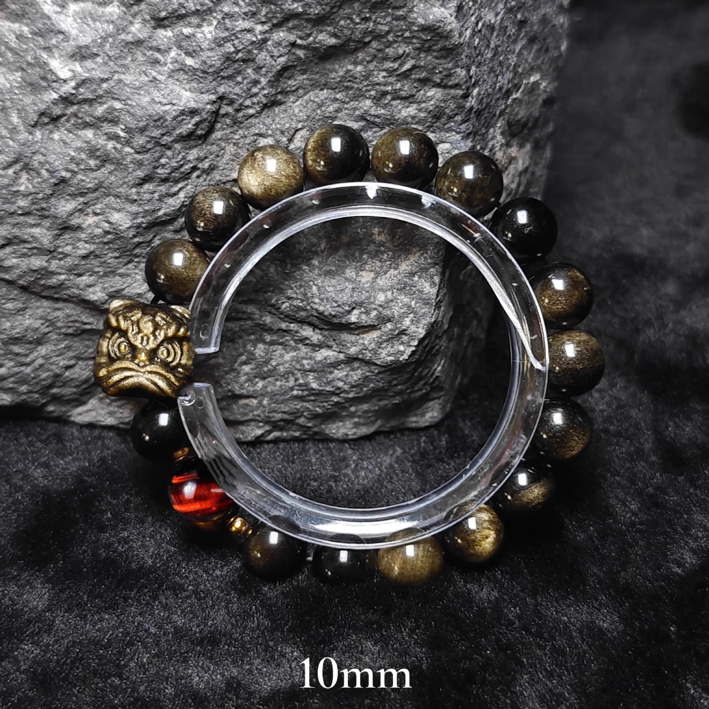 Natürlicher Silber-Obsidian-Gold-Obsidian spiritueller Heilstein Perlenarmband