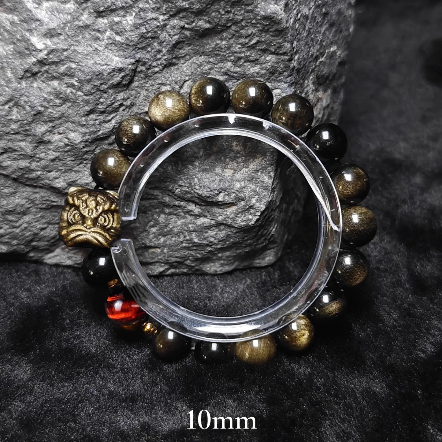 Natural Silver Obsidian Gold Obsidian Spiritual Healing Stone Beaded Bracelet - Buddha Blessing You
