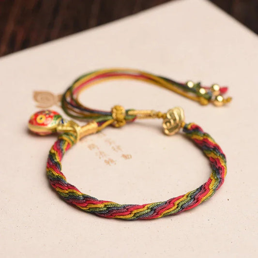 Golden Mythical Creature Lucky Charm Red Thread Woven Couple Bracelet - Buddha Blessing You