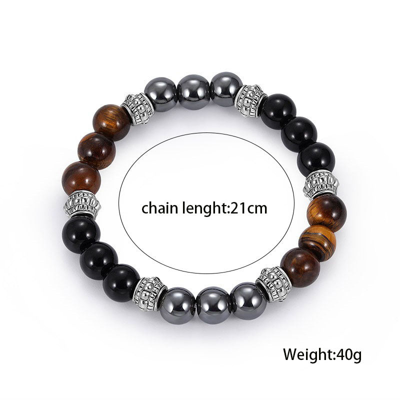 Black Glass Tiger'S Eye Interlaced Alloy Bracelet Black Gallstone Jewelry