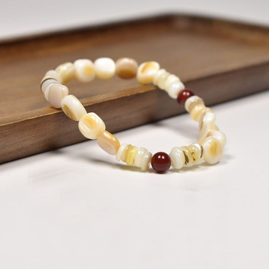Original Design Sea Sunrise Natural Shell Pearl And Stone Irregular Beaded Bracelet - Buddha Blessing You