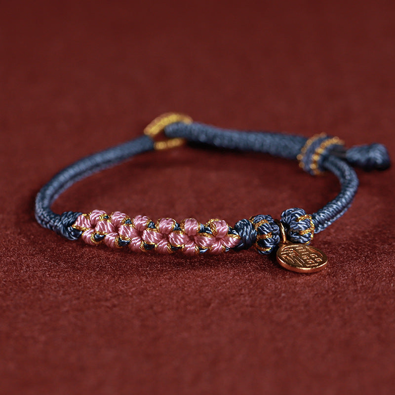 Bracelet Women's National Tide Transfer Beads Hand Rope Couple's Pledge Woven Red Rope Bracelet