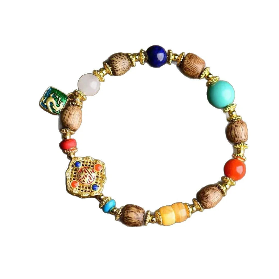 Square Blessing Retro Agarwood Bead Buddhist Prayer Bracelet - Buddha Blessing You