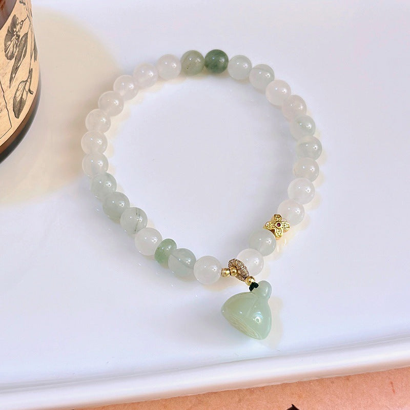 Natürliches Tianshan Jade Armband Kürbis Peace Schnalle Lotus Seedpod Perlen Armband Geschenk