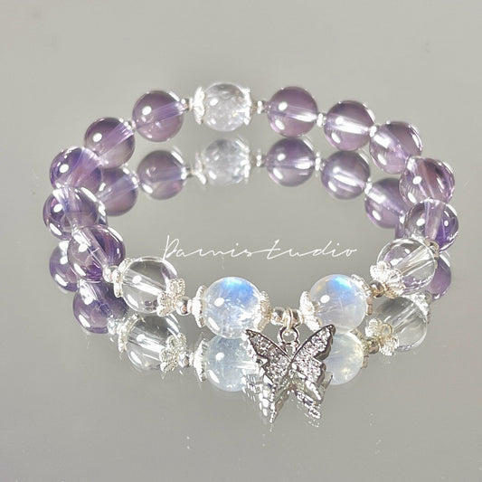 Dreamy Butterfly Transparent Imitation Crystal Moonstone Bracelet - Buddha Blessing You