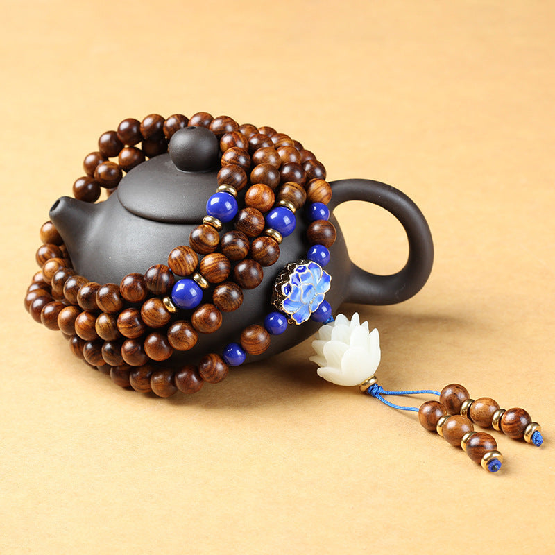 Natural Vietnam Rosewood 108 Beads Bracelet Rosewood Lotus Bracelet With Fragrance 8mm Bracelet