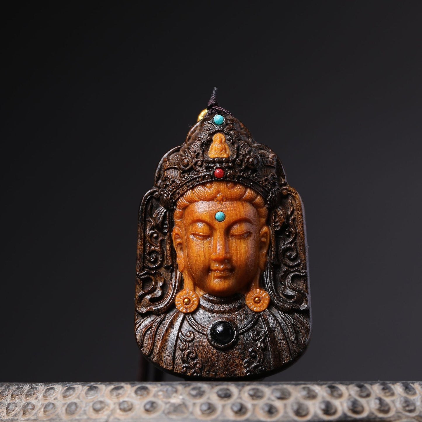 Agarwood Carving Mudu Guanyin Projection Wooden Carving Crafts Pendant Car Pendant Decorations