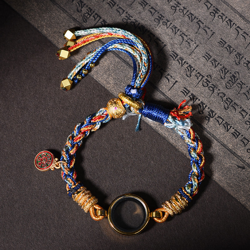 Hand Woven Tibetan Ethnic Style Zakiram Thangka Wuye God of Wealth Hand Rope Men's and Women's Bracelet Retro