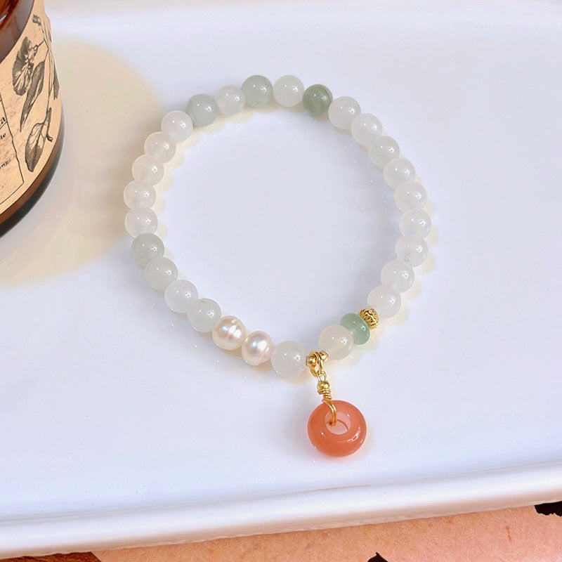 Natürliches Tianshan Jade Armband Kürbis Peace Schnalle Lotus Seedpod Perlen Armband Geschenk