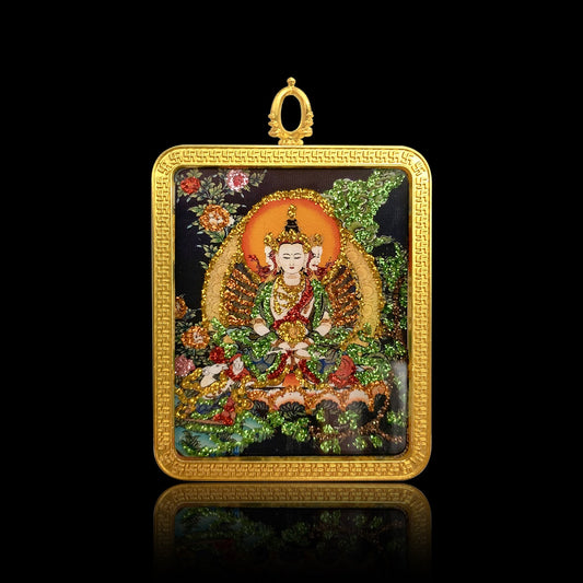 Wutai Mountain Thangka Gawu Box Color Gold Eight Patron Deity Buddha Pendant Picture Box Carry-on Pendant Pendant - Buddha Blessing You