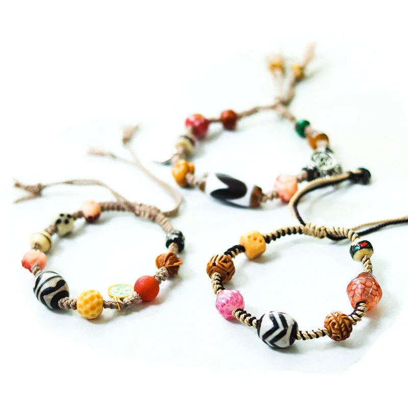 Handmade Tiger Tooth Beads Bracelet With Ethnic Design For Spiritual Protection - Buddha Blessing You