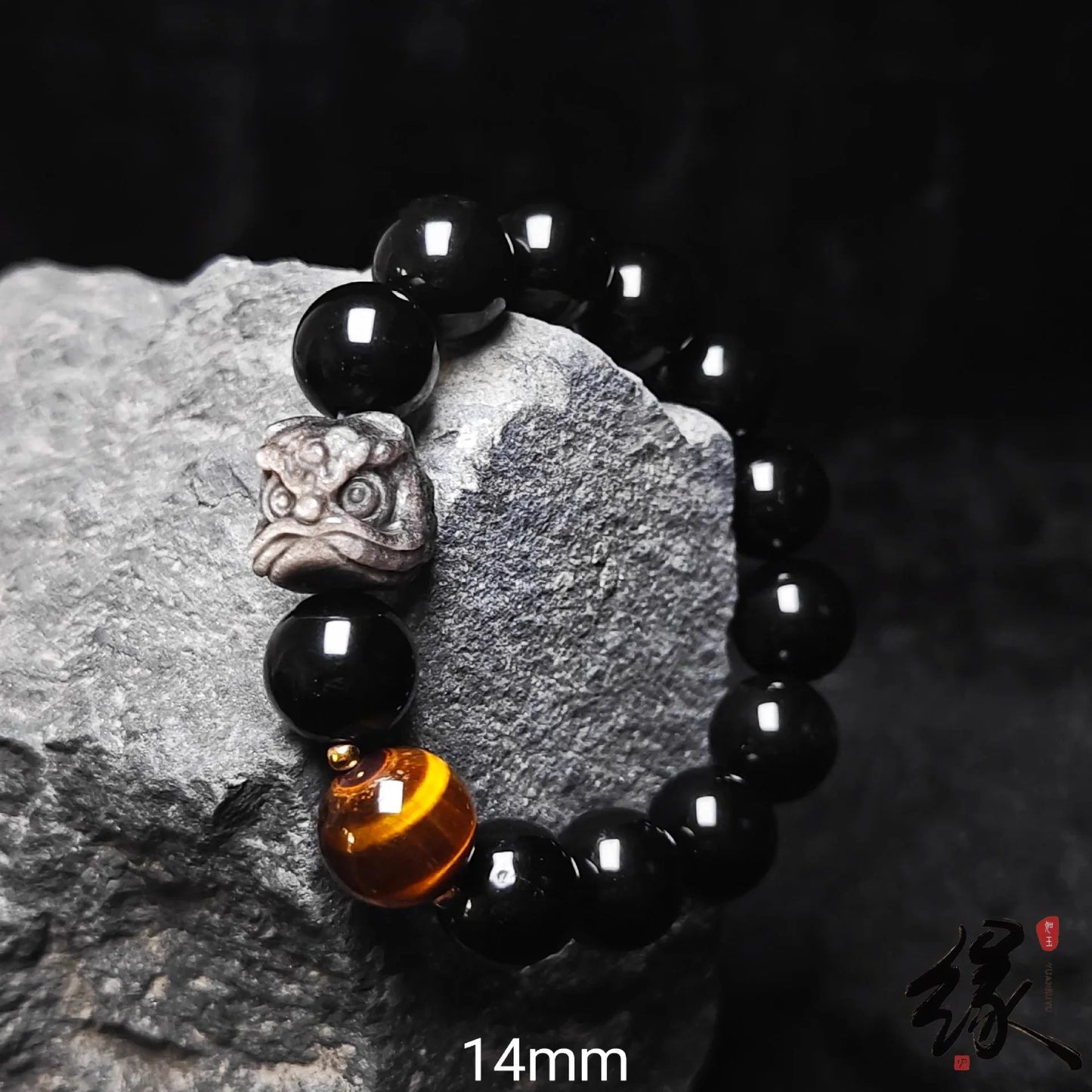 Natural Silver Obsidian Gold Obsidian Spiritual Healing Stone Beaded Bracelet - Buddha Blessing You