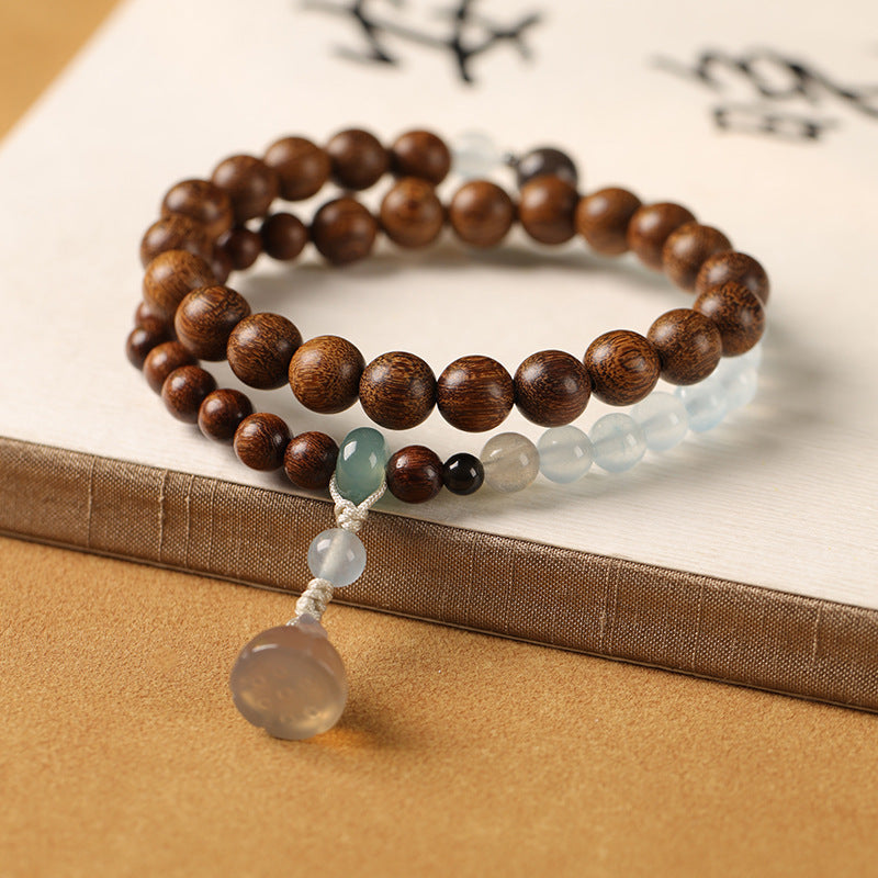 Original Blue Water Jadeite Double Circle Prayer Beads BraceletOriginal Blue Water Jadeite Double Circle Prayer Beads Bracelet