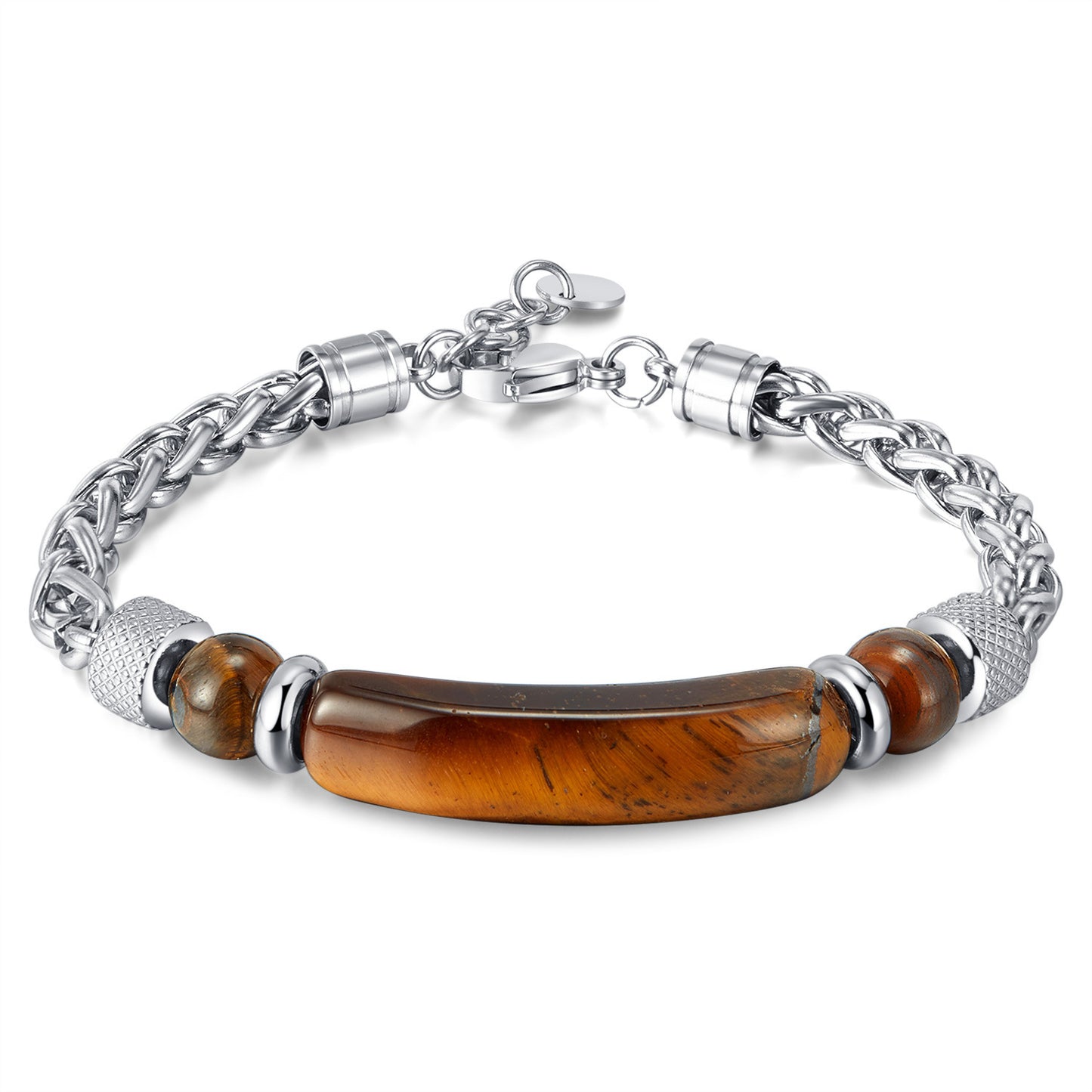 Retro Edelstahlkette Tigerauge Titan Stahl Armband