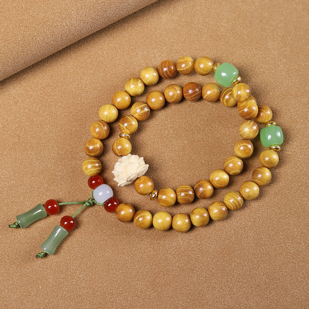 Mori Women's Double Circle Bracelet Golden Sandalwood Fashion Men's and Women's Couple Bracelet diy Cat Claw Lotus Style Play Jewelry