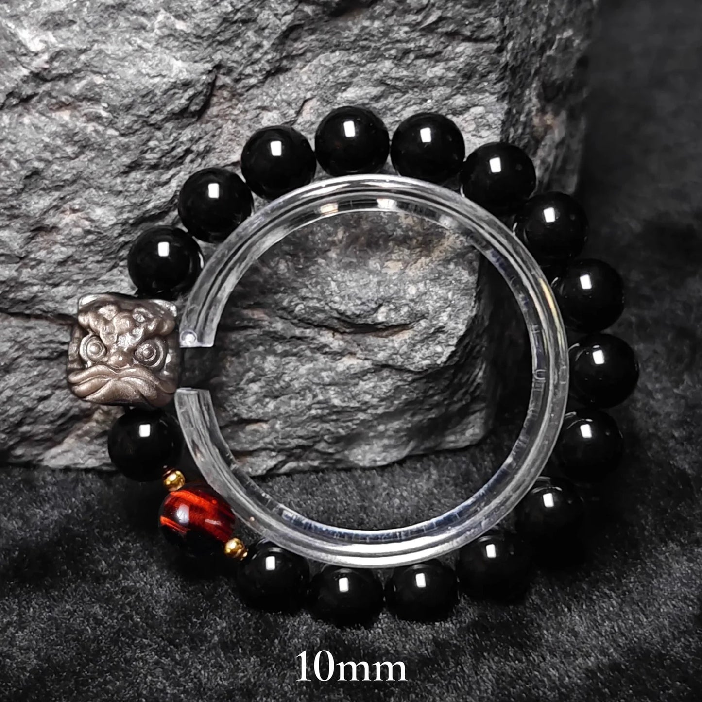 Natural Silver Obsidian Gold Obsidian Spiritual Healing Stone Beaded Bracelet - Buddha Blessing You
