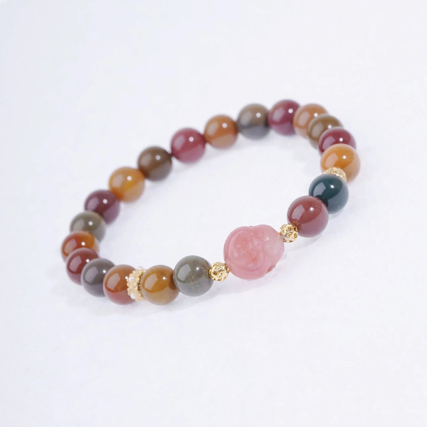 Natural Alashan Jade Bracelet Colorful Jade Macaron Morandi Bracelet - Buddha Blessing You