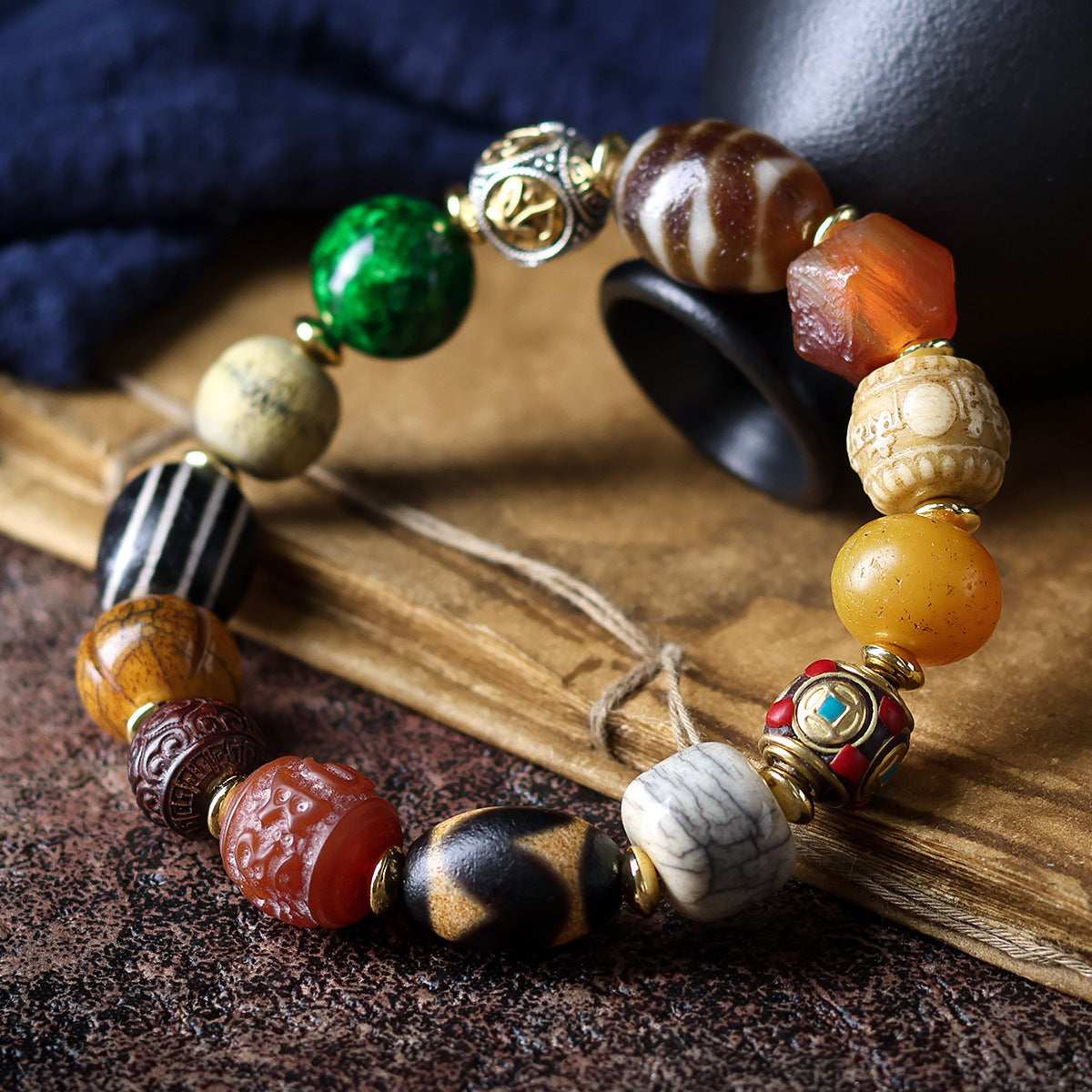 Tibetan Yak Bone Barrel Bead Bracelet Wen Play Zakilam Bone Tagline Bracelet Ethnic Style Jewelry