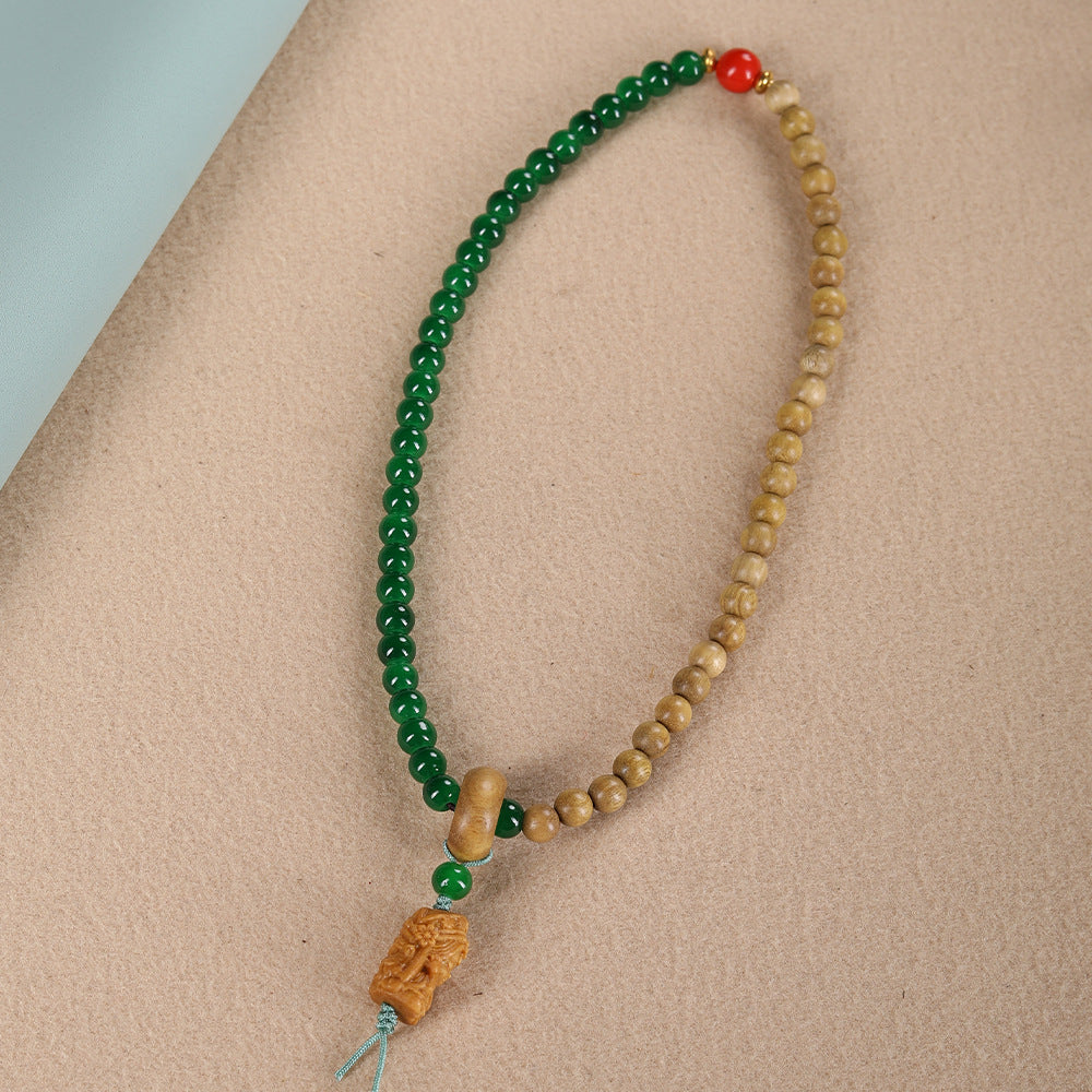 Natural Milk Fragrant Wooden Bracelet diy Dongling Jade Lianpeng Handheld Zakilam Rosary Bracelet Ethnic Style
