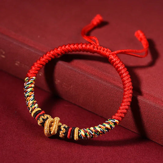 Vibrant Red Hand Woven Buddhist Rope Bracelet For Snake Year Blessings - Buddha Blessing You