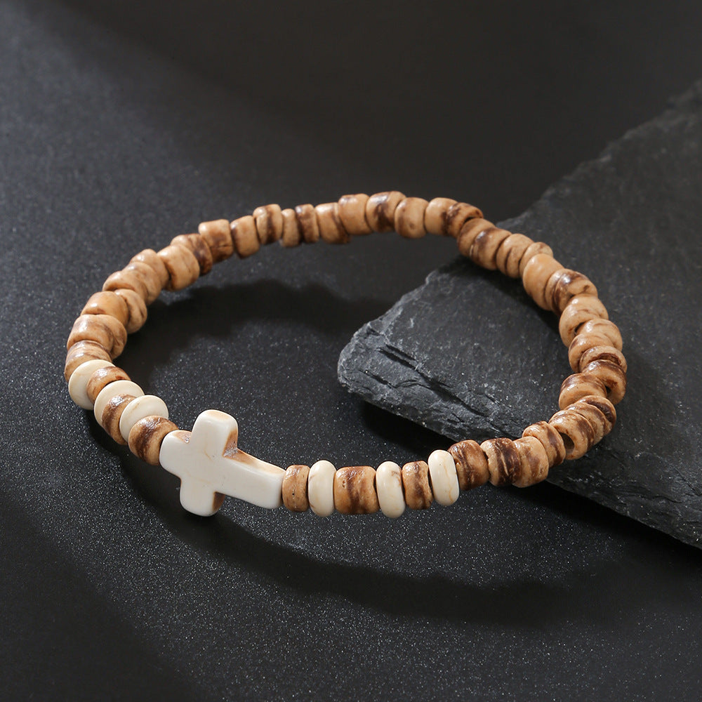 Fashion Commuter Retro Style Bracelet Jewelry Trendy Men's Handmade Beaded Black Gallstone Turquoise Bracelet