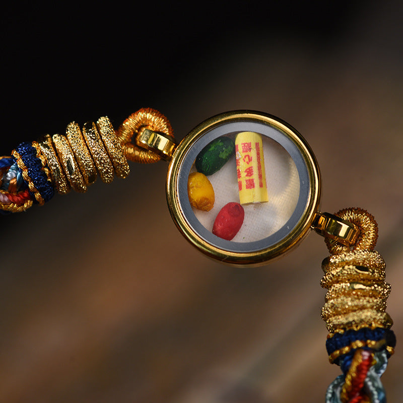 Hand Woven Tibetan Ethnic Style Zakiram Thangka Wuye God of Wealth Hand Rope Men's and Women's Bracelet Retro