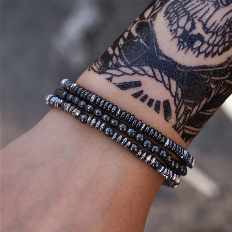 Jewelry Fashion Vintage Black Frosted Bracelet Zircon Crown Diamond Ball Dice Lion Head Beads Bracelet Suit
