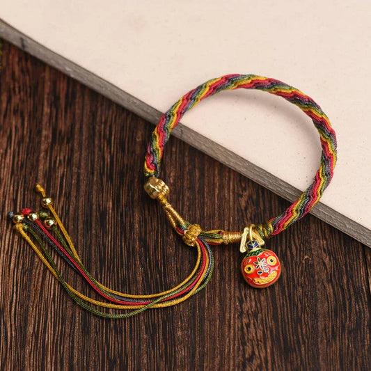 Golden Mythical Creature Lucky Charm Red Thread Woven Couple Bracelet - Buddha Blessing You