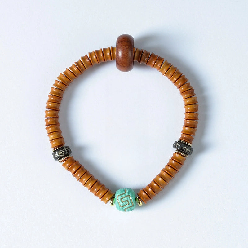 Mori style artistic simple elegant bracelet olive nut bamboo single circle Tibetan agate beads bracelet