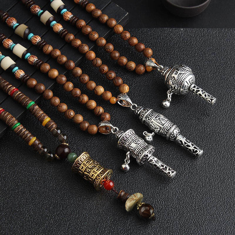 Nepal Handmade Jewelry Pendant Vintage Ethnic Style Wooden Bead Necklace Women's And Man's Accessories Decorative Pendant