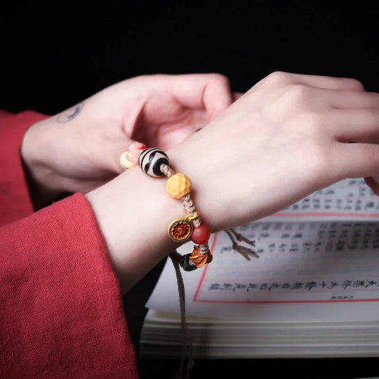 Handmade Tiger Tooth Beads Bracelet With Ethnic Design For Spiritual Protection - Buddha Blessing You