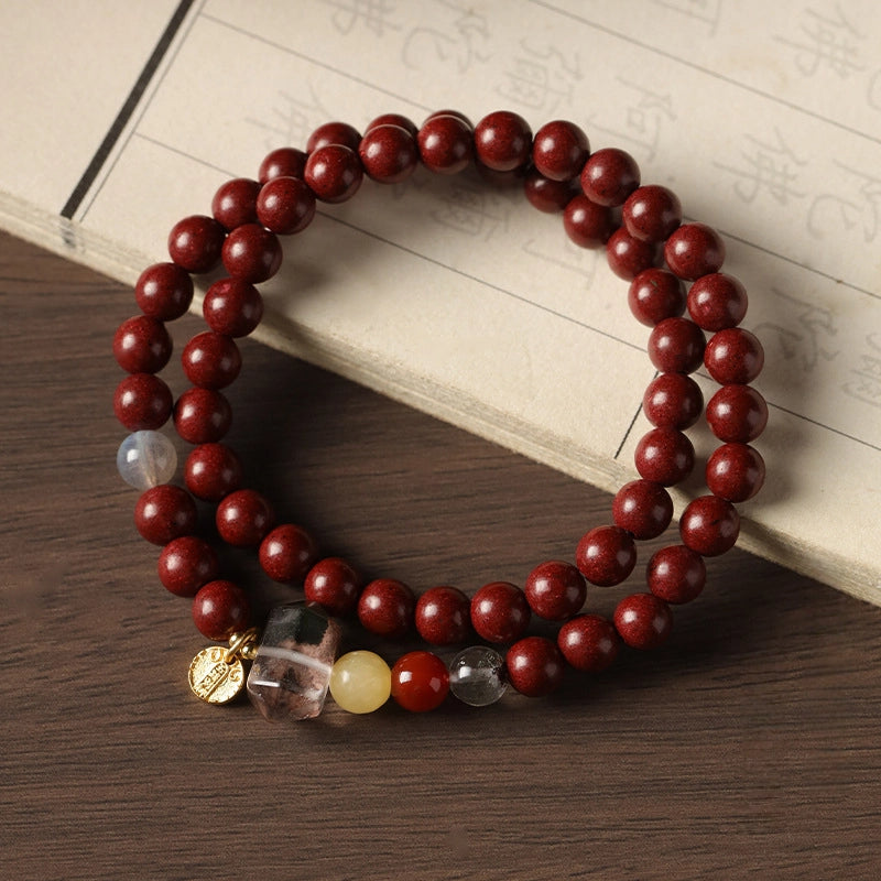 Ghost Crystal Chinese Style Ancient Incense Double Circle Bracelet