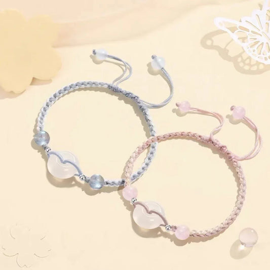 Hand Woven Agate Peace Knot Couple Bracelet For Harmony And Protection - Buddha Blessing You