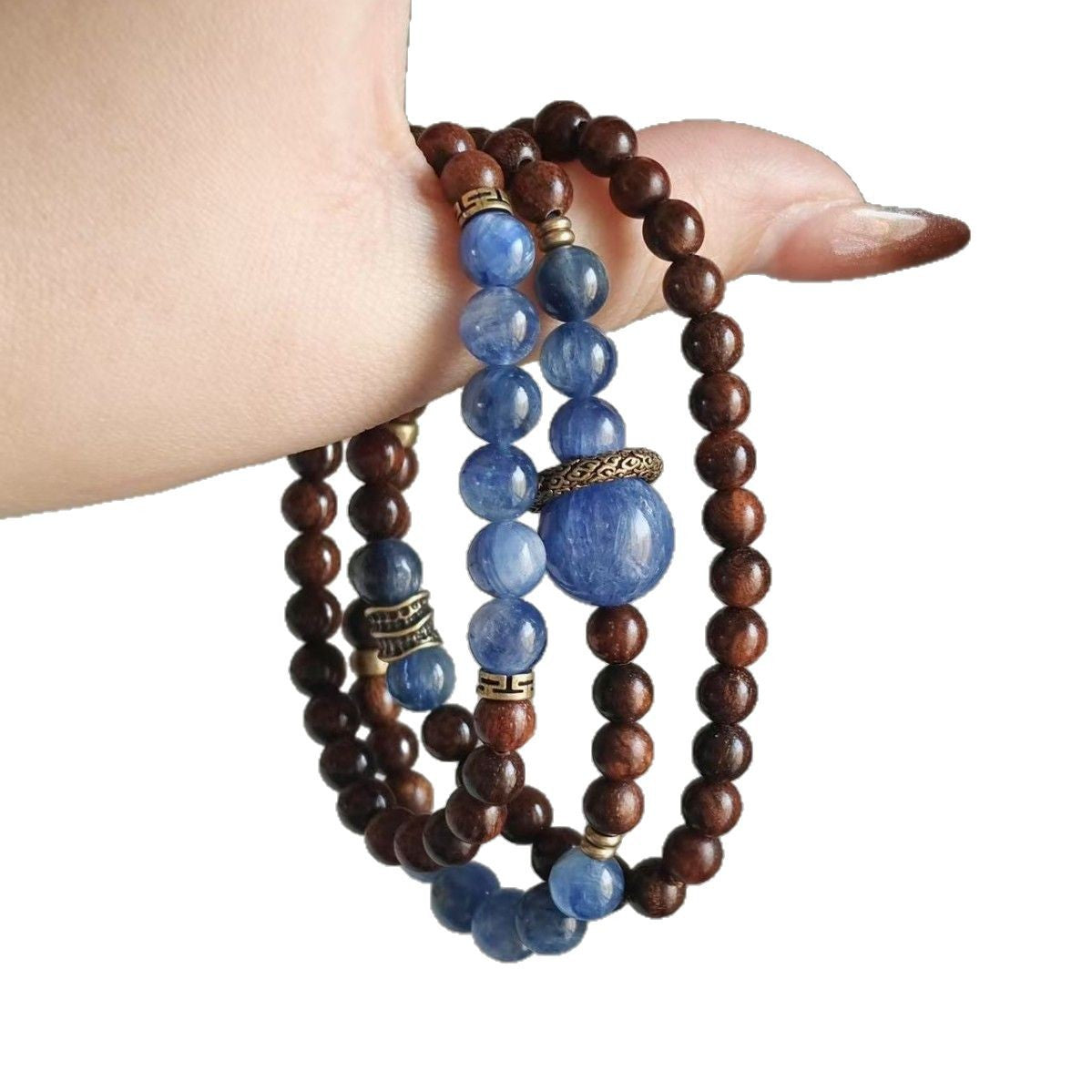 Kyanite Sandalwood Bracelet Blue Crystal Bracelet Niche Design Advanced Sense
