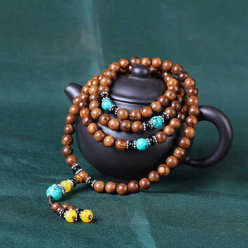 Natural Vietnam Rosewood 108 Beads Bracelet Rosewood Lotus Bracelet With Fragrance 8mm Bracelet