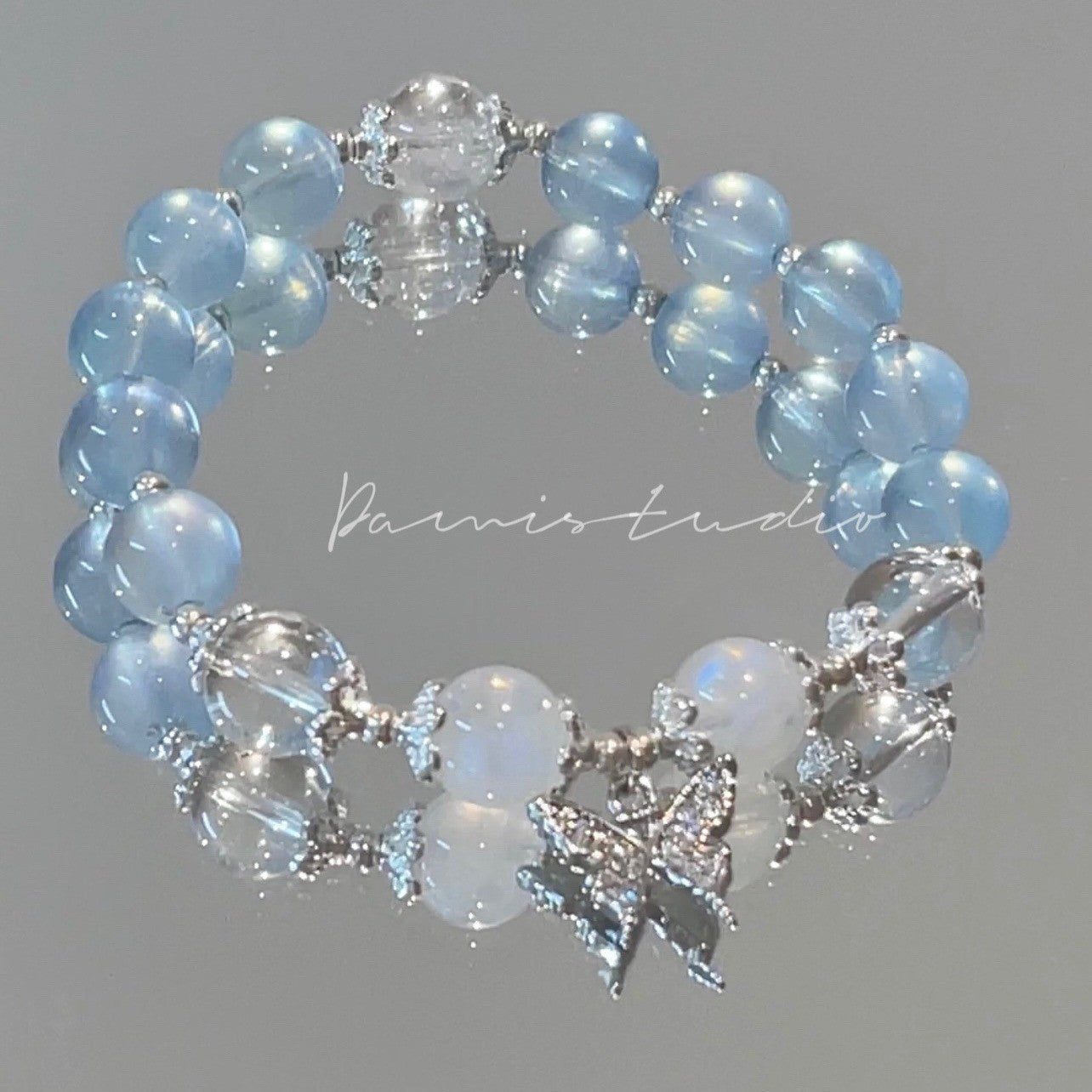 Dreamy Butterfly Transparent Imitation Crystal Moonstone Bracelet