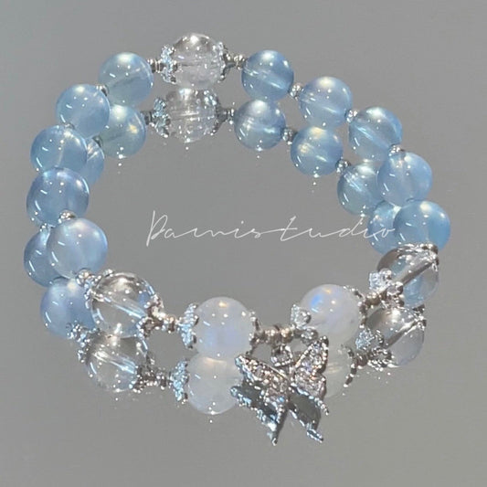 Dreamy Butterfly Transparent Imitation Crystal Moonstone Bracelet - Buddha Blessing You