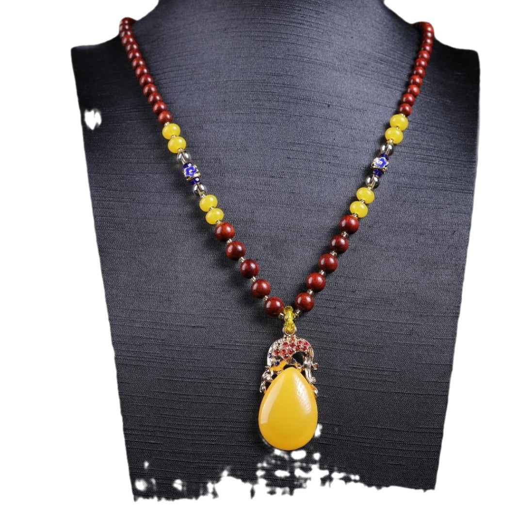Gold Star Small Leaf Rosewood Buddha Beads Hanging Pendant New DIY Men'S And Women'S Sweater Necklace Ins Assembly Jewelry
