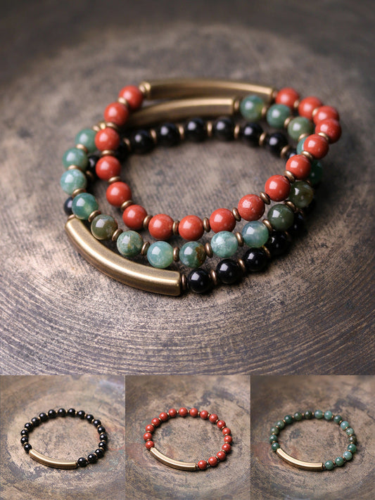 Tourmaline Beads Multi-layer Bracelet Couple Original Retro Ethnic Style Bracelet - Buddha Blessing You