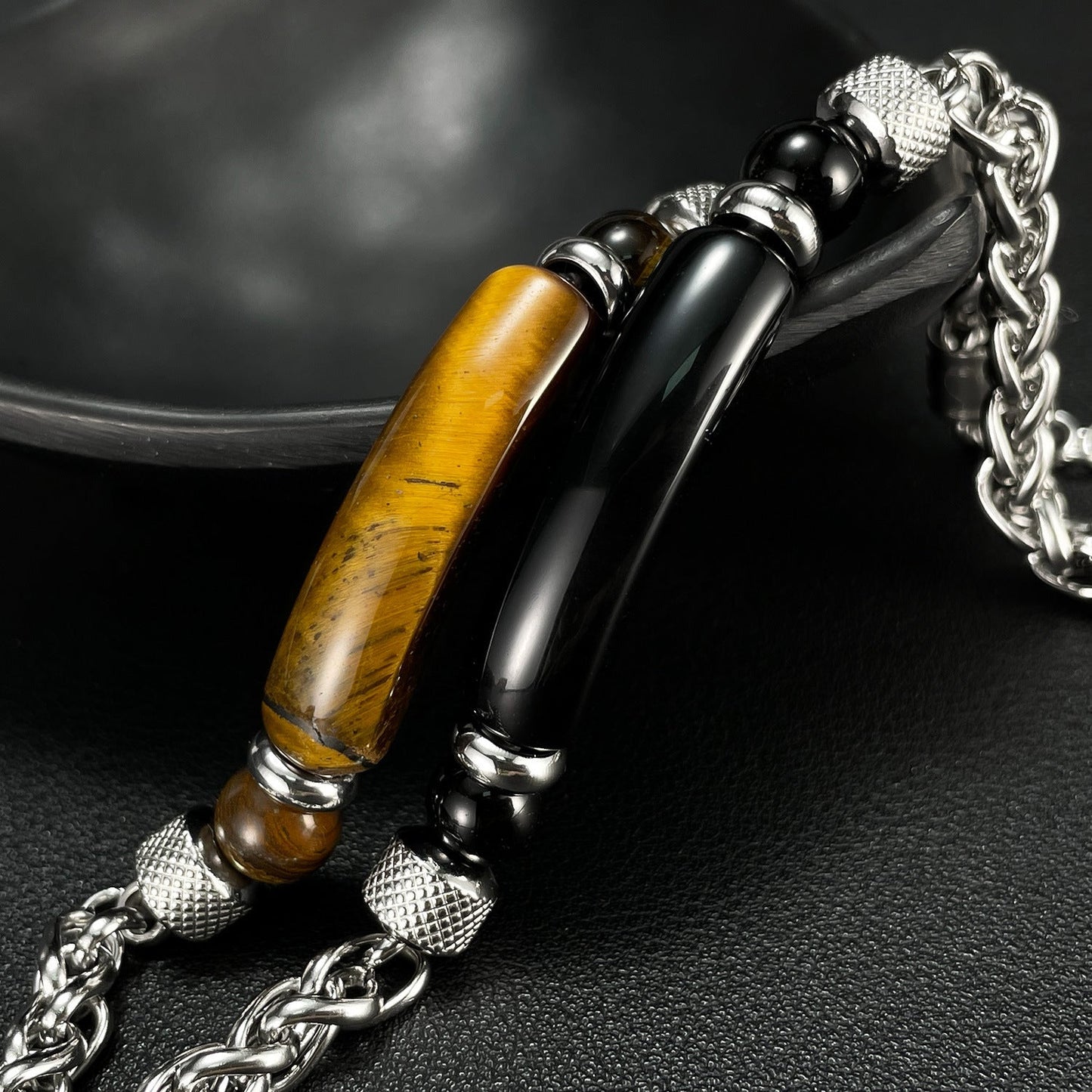 Retro Stainless Steel Chain Tiger Eye Titanium Steel Bracelet