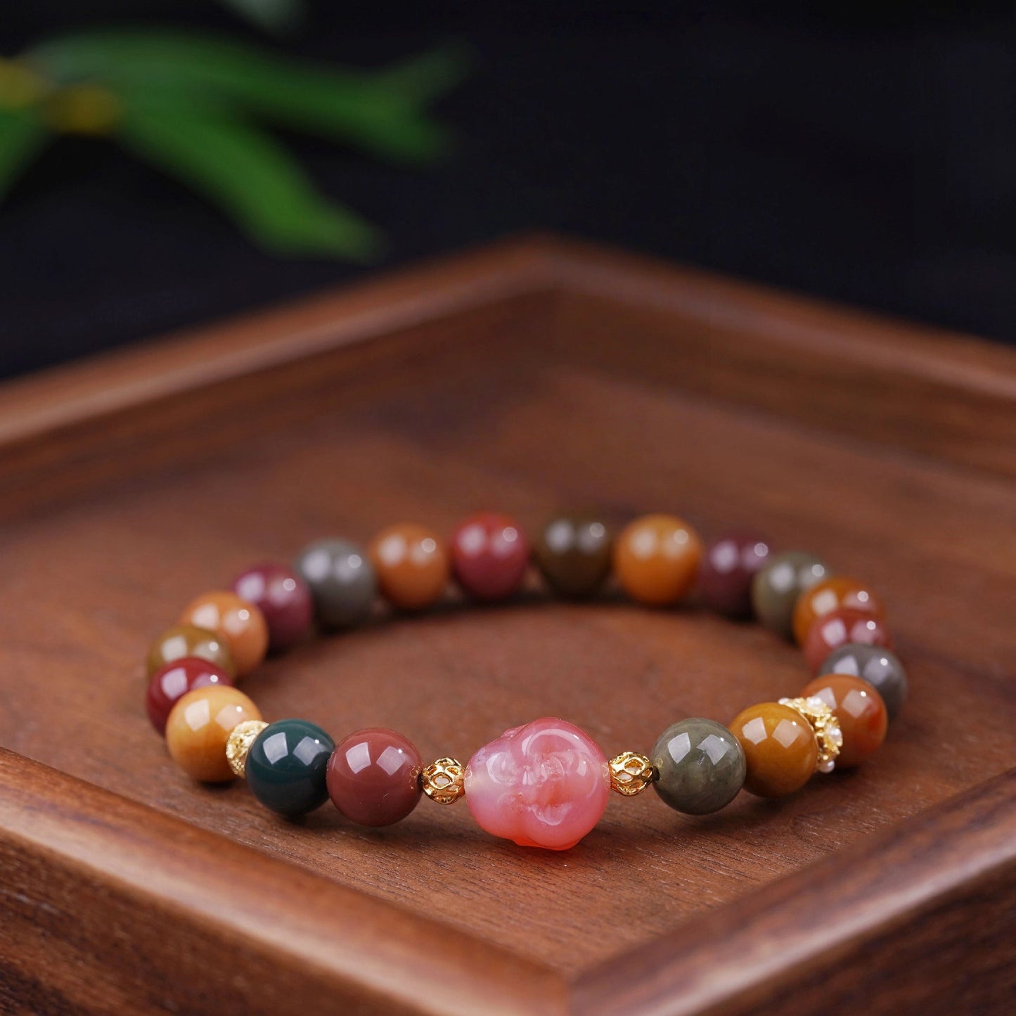 Natural Alashan Jade Bracelet Colorful Jade Macaron Morandi Bracelet Gift For Girlfriends