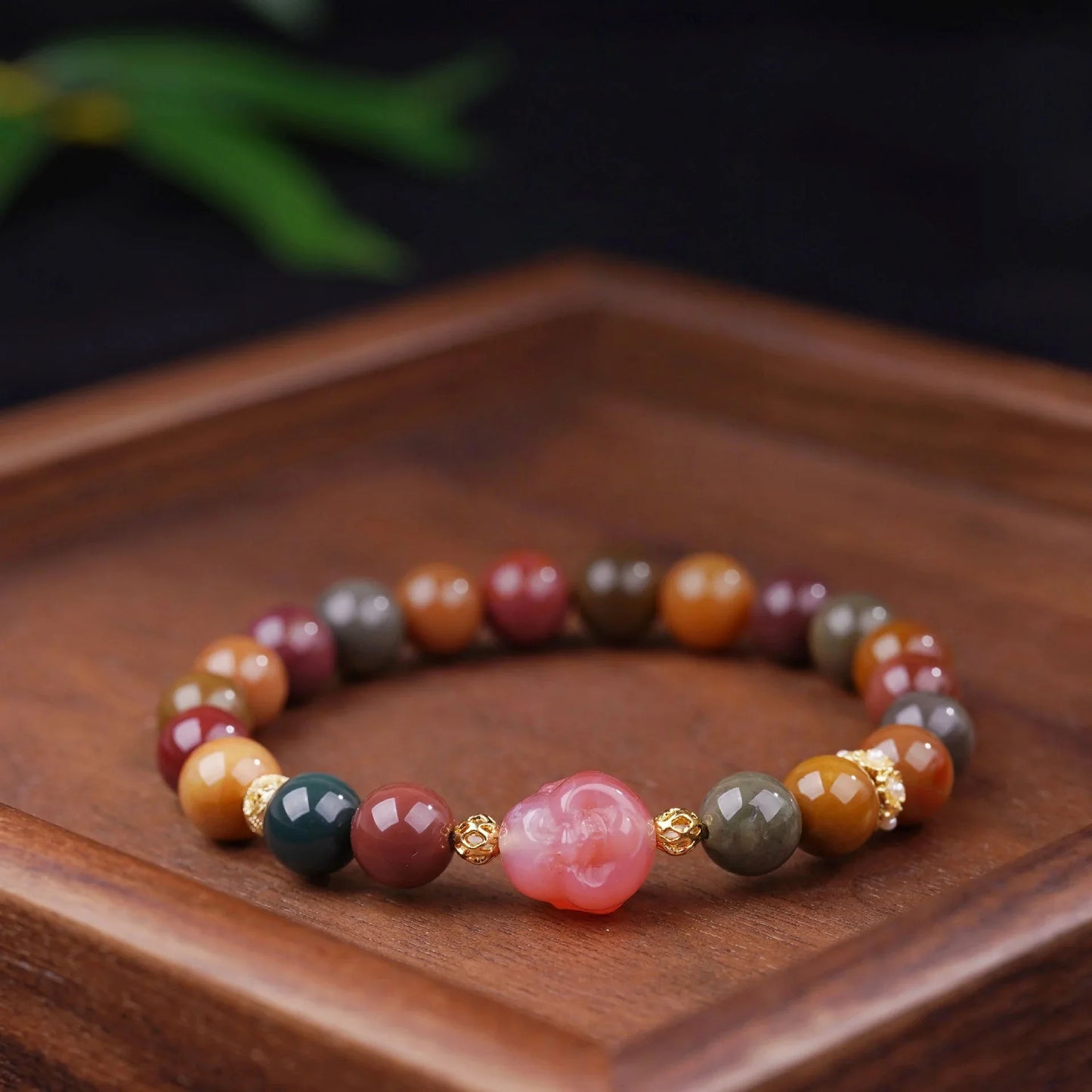 Natural Alashan Jade Bracelet Colorful Jade Macaron Morandi Bracelet - Buddha Blessing You