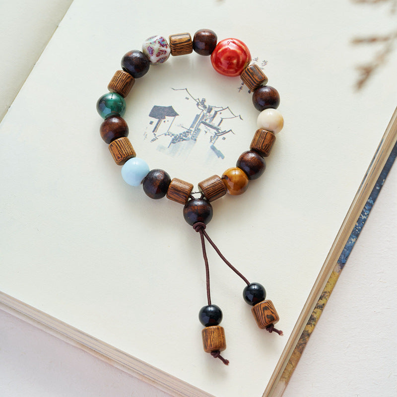 Ceramic Jewelry Ethnic Style Bracelet Chicken Wing Wood Single Ring Bracelet Original Hand-Woven Bracelet