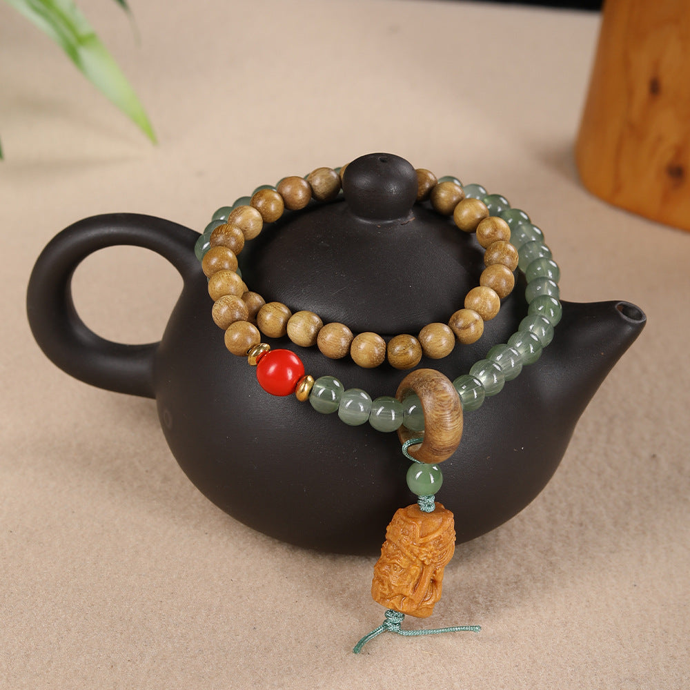 Natural Milk Fragrant Wooden Bracelet diy Dongling Jade Lianpeng Handheld Zakilam Rosary Bracelet Ethnic Style