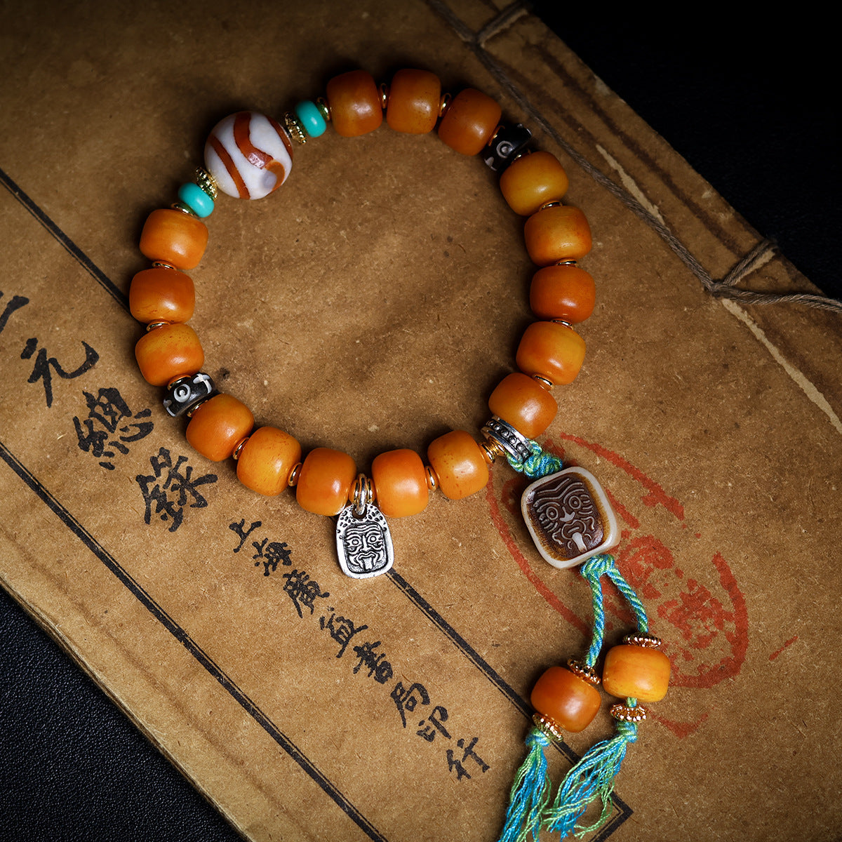 Tibetan Yak Bone Barrel Bead Bracelet Wen Play Zakilam Bone Tagline Bracelet Ethnic Style Jewelry