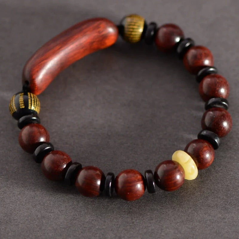 Benutzerdefinierte rote Sandelholz Achat Bernstein Perlen graviert Herz Sutra buddhistischen Gebet Armband