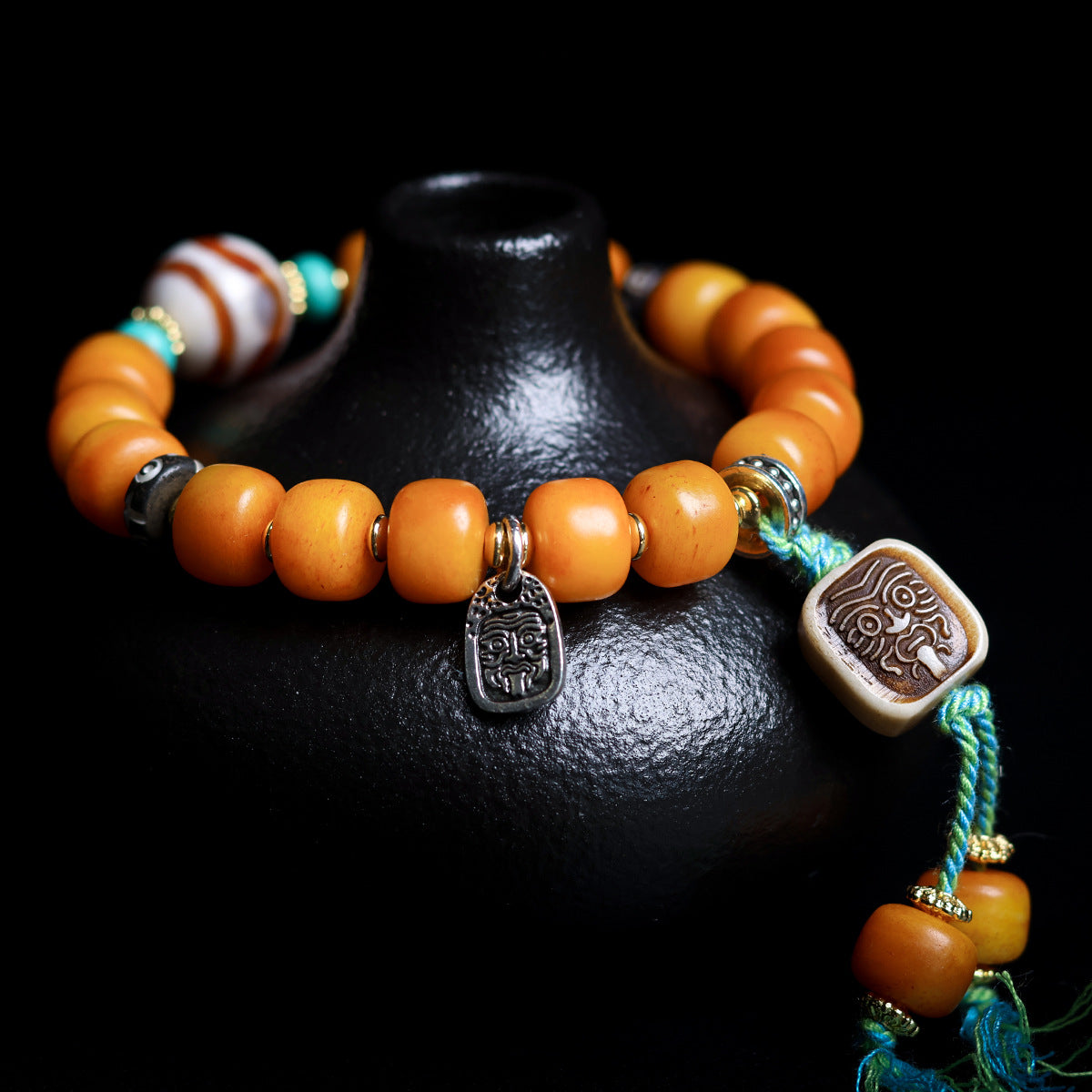Tibetan Yak Bone Barrel Bead Bracelet Wen Play Zakilam Bone Tagline Bracelet Ethnic Style Jewelry