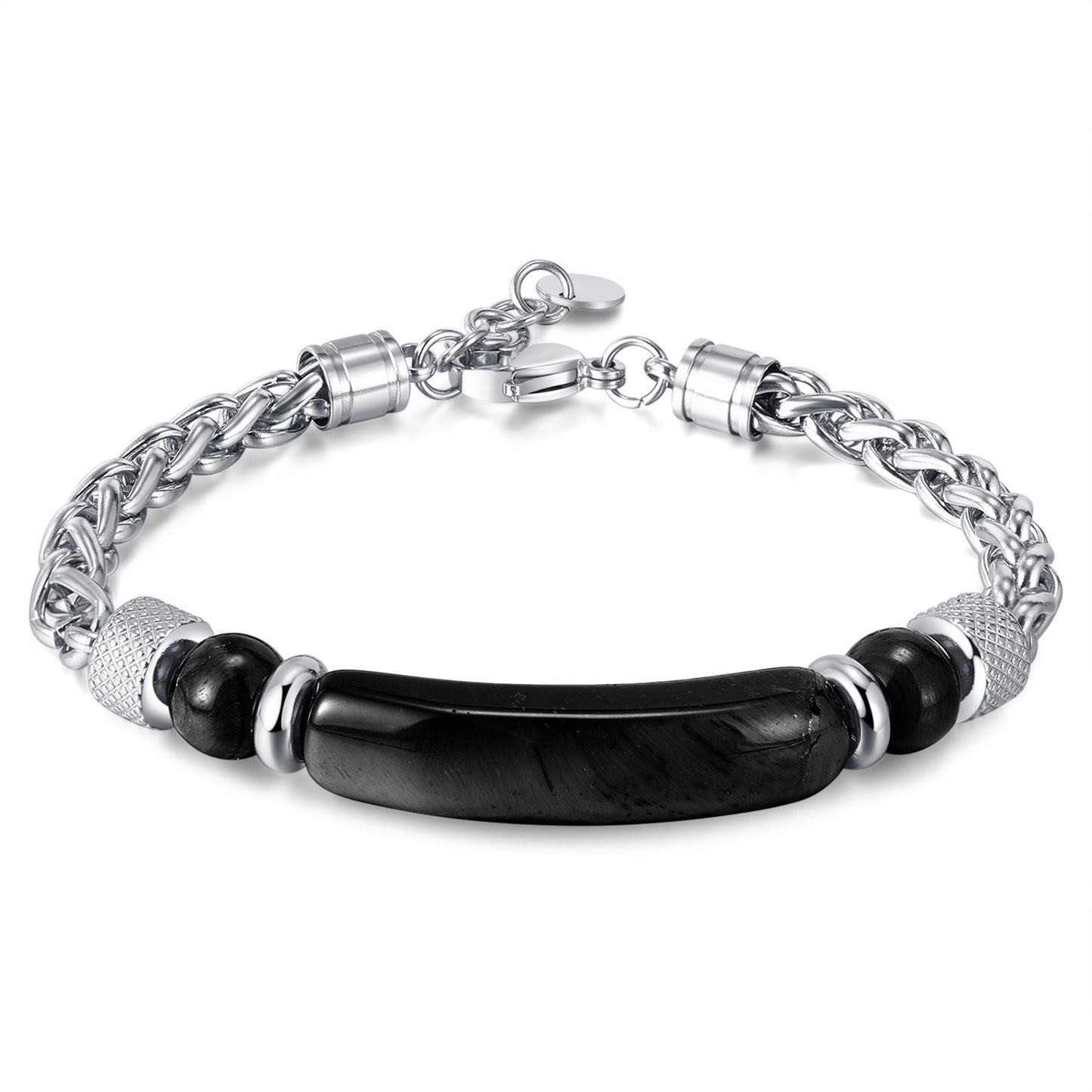 Retro Edelstahlkette Tigerauge Titan Stahl Armband