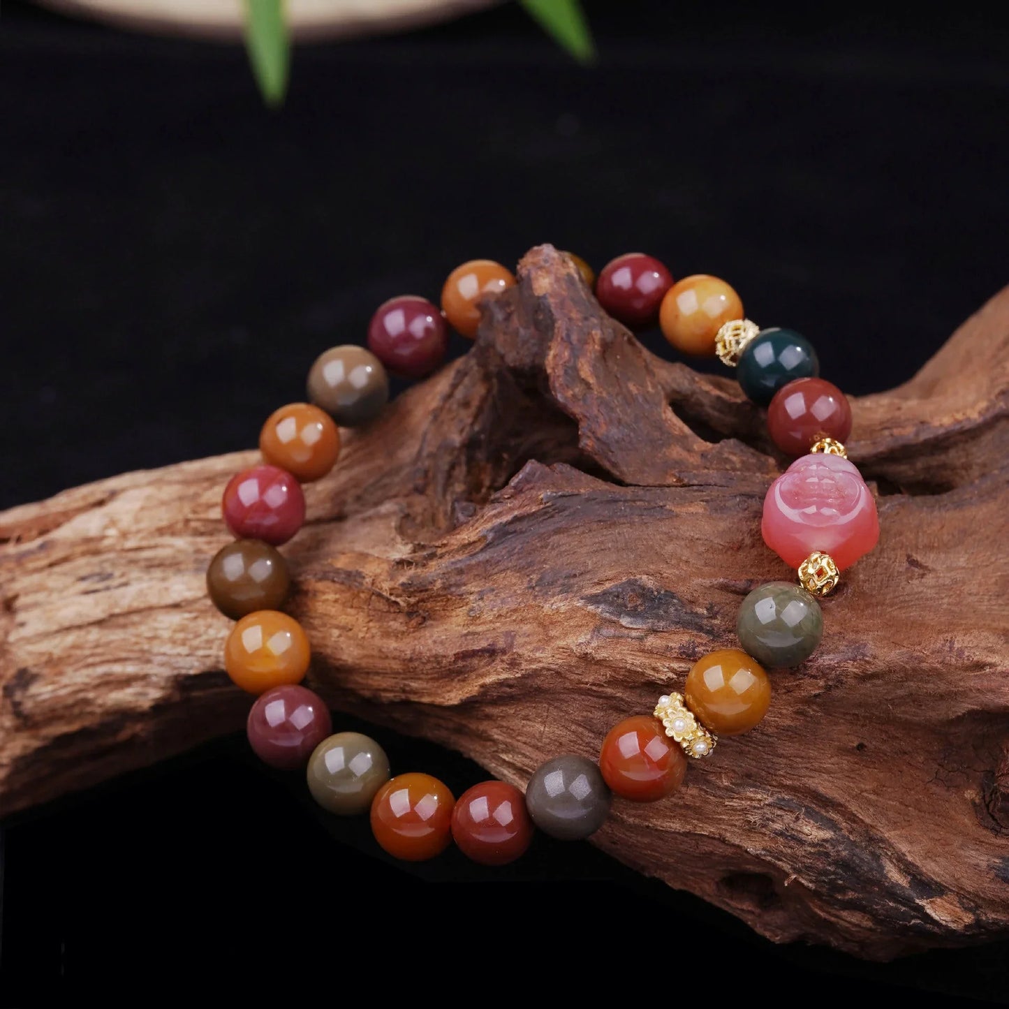 Natural Alashan Jade Bracelet Colorful Jade Macaron Morandi Bracelet - Buddha Blessing You